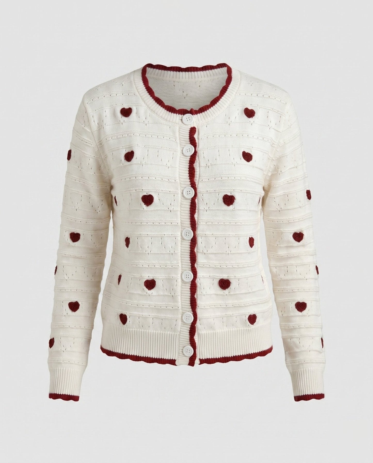 Women's cardigan with hearts and contrasting button details - Chichicherry
