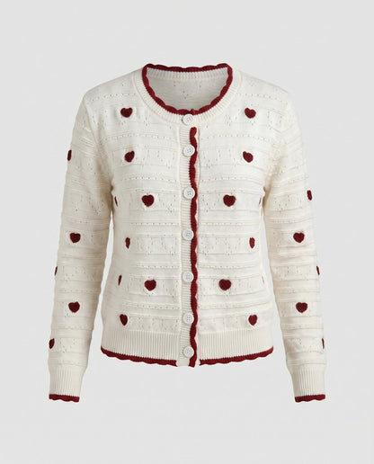 Women's cardigan with hearts and contrasting button details - Chichicherry