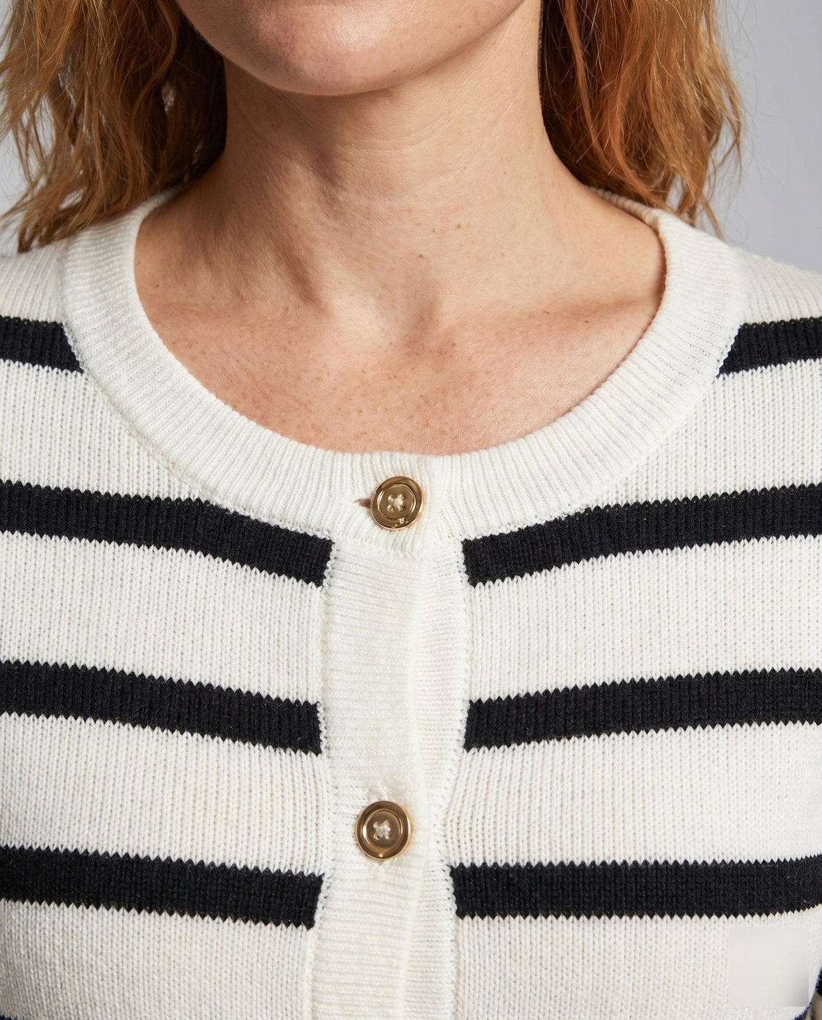 Women's cardigan with maritime stripes and button-down front - Chichicherry
