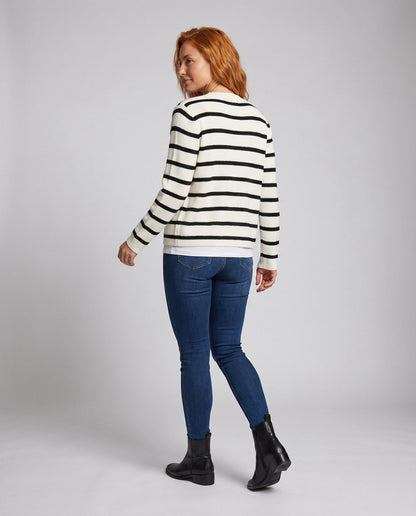 Women's cardigan with maritime stripes and button-down front - Chichicherry