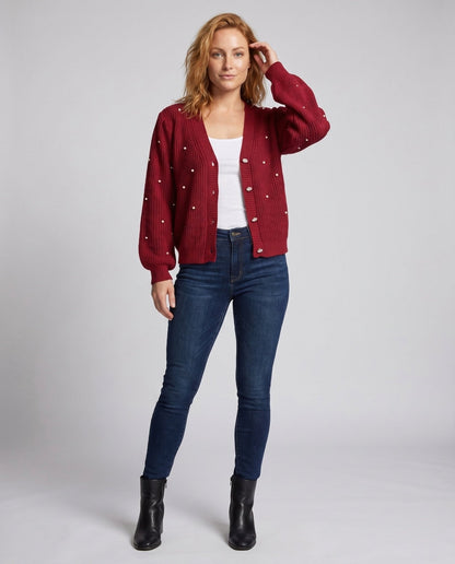 Women's cardigan with pearl details and casual fit - Chichicherry