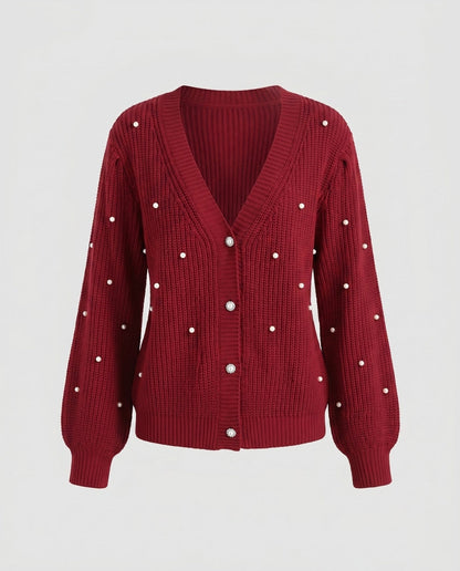 Women's cardigan with pearl details and casual fit - Chichicherry