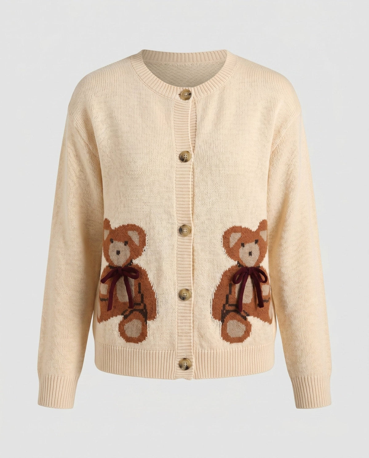 Women's cardigan with playful bear motif and button placket - Chichicherry