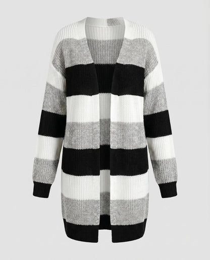 Women's cardigan with stylish striped pattern and oversized fit - Chichicherry