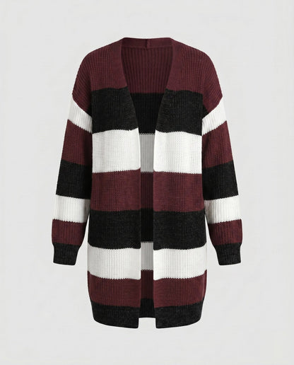 Women's cardigan with stylish striped pattern and oversized fit - Chichicherry
