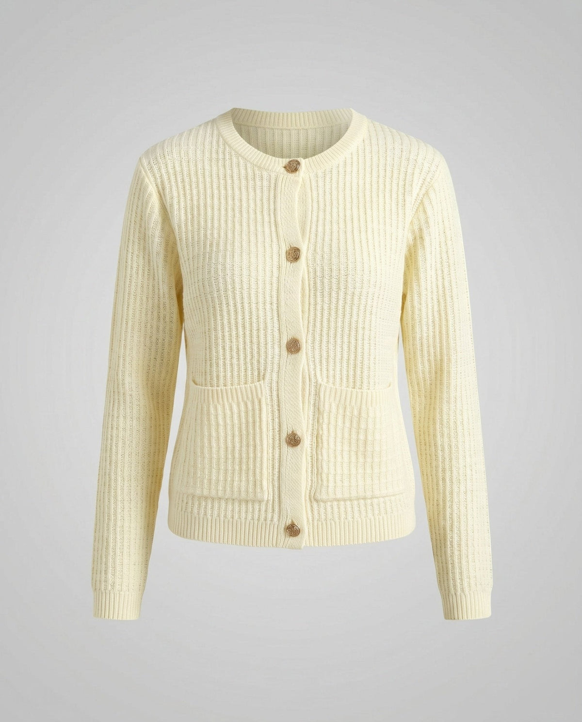 Women's cardigan with textured pattern and decorative buttons - Chichicherry