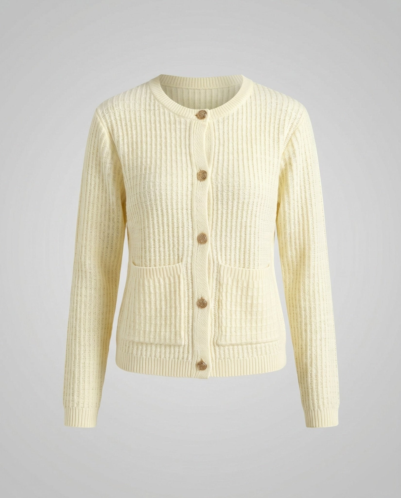 Women's cardigan with textured pattern and decorative buttons - Chichicherry