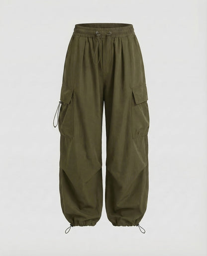 Women's Cargo Pants Oversize - Olive Green colorway