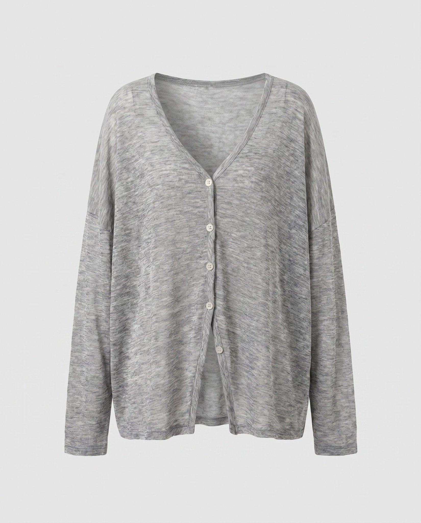 Women's casual cardigan with button details and asymmetrical cut - Chichicherry