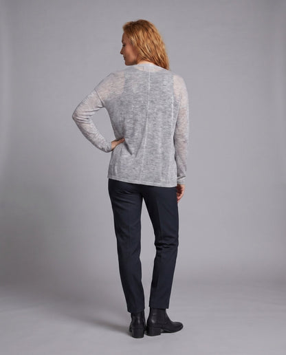 Women's casual cardigan with button details and asymmetrical cut - Chichicherry