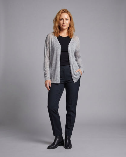 Women's casual cardigan with button details and asymmetrical cut - Chichicherry