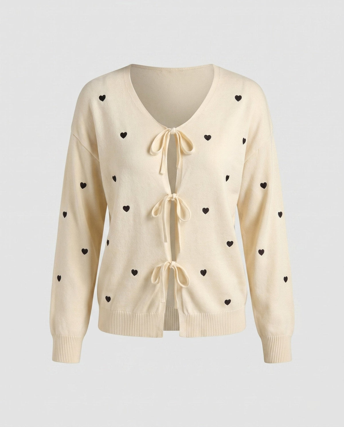 Women's casual cardigan with hearts and tie straps - Chichicherry