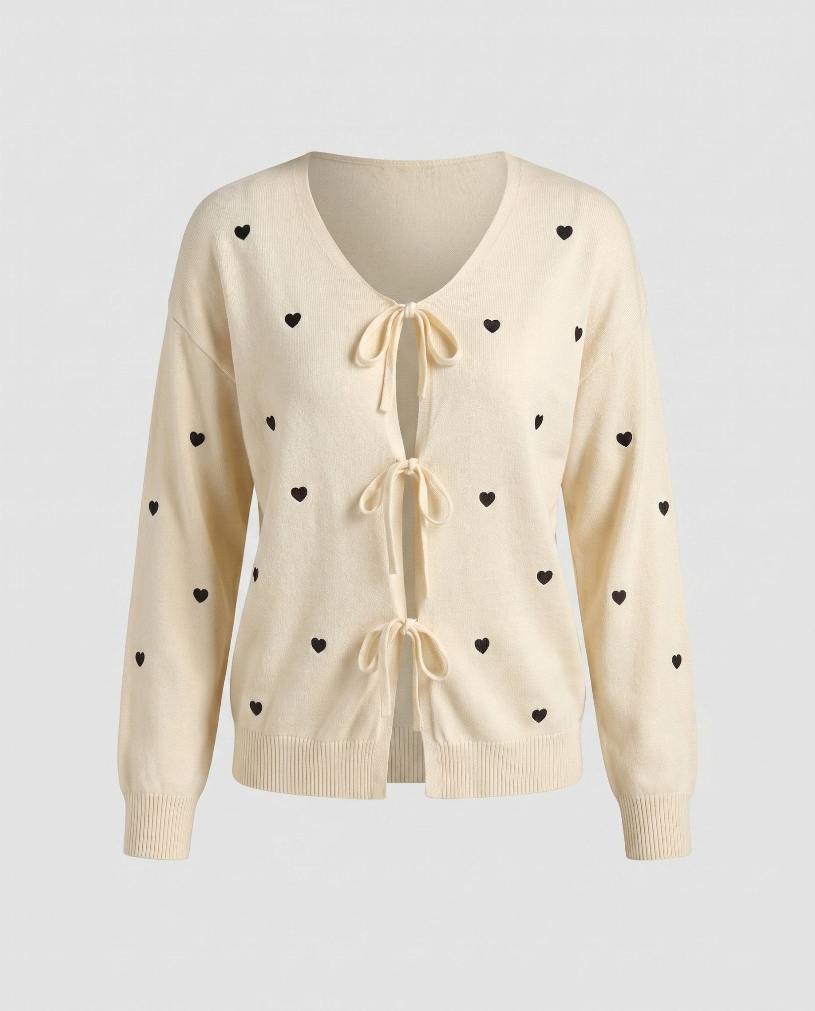 Women's casual cardigan with hearts and tie straps - Chichicherry