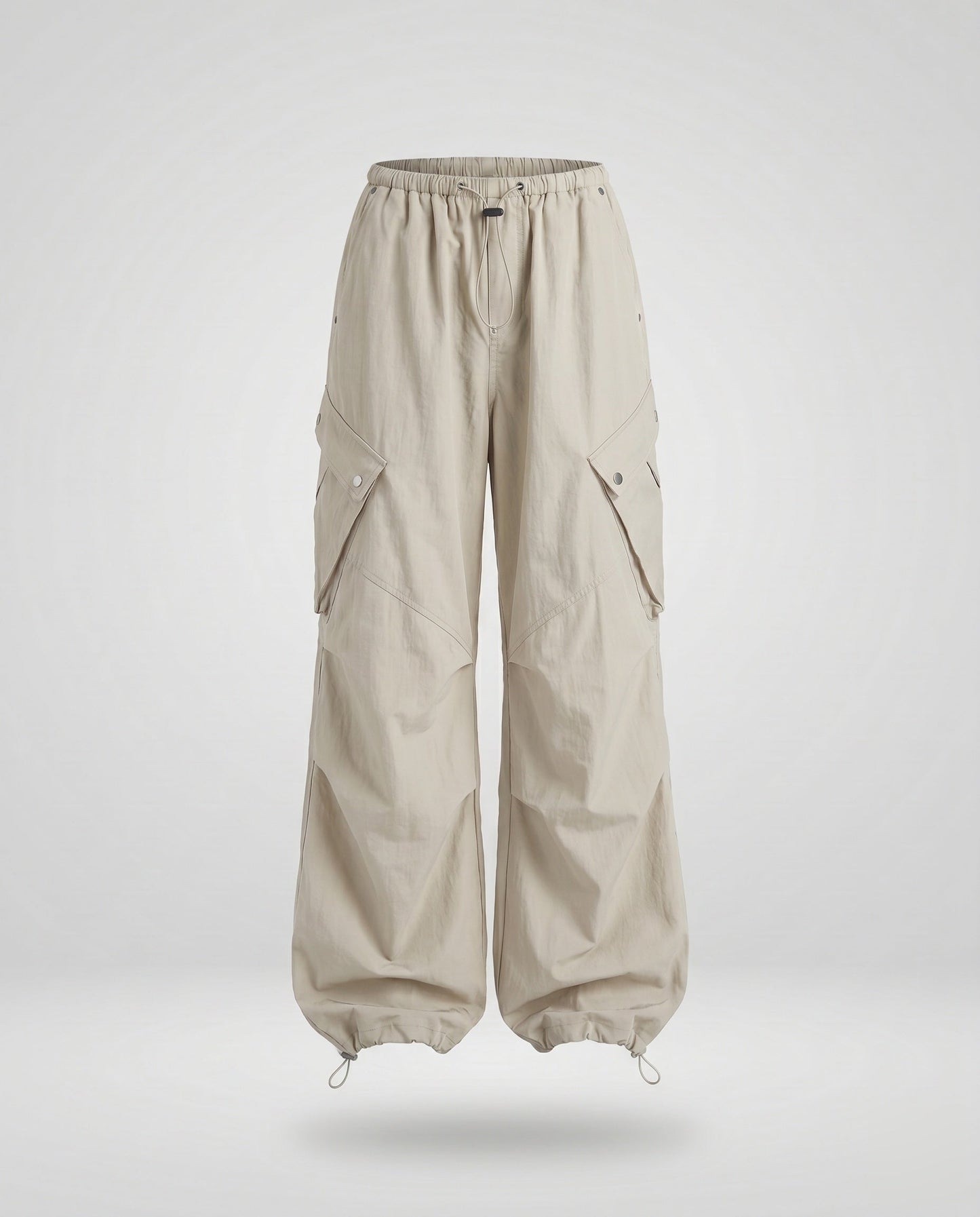 Women's Casual Cargo Pants with Loose Fit and Practical Pockets - Beige colorway