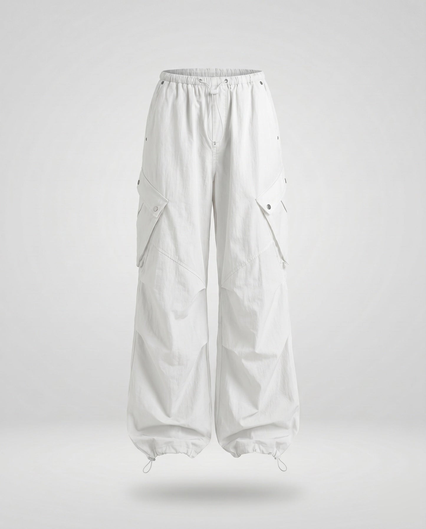 Women's Casual Cargo Pants with Loose Fit and Practical Pockets - White colorway