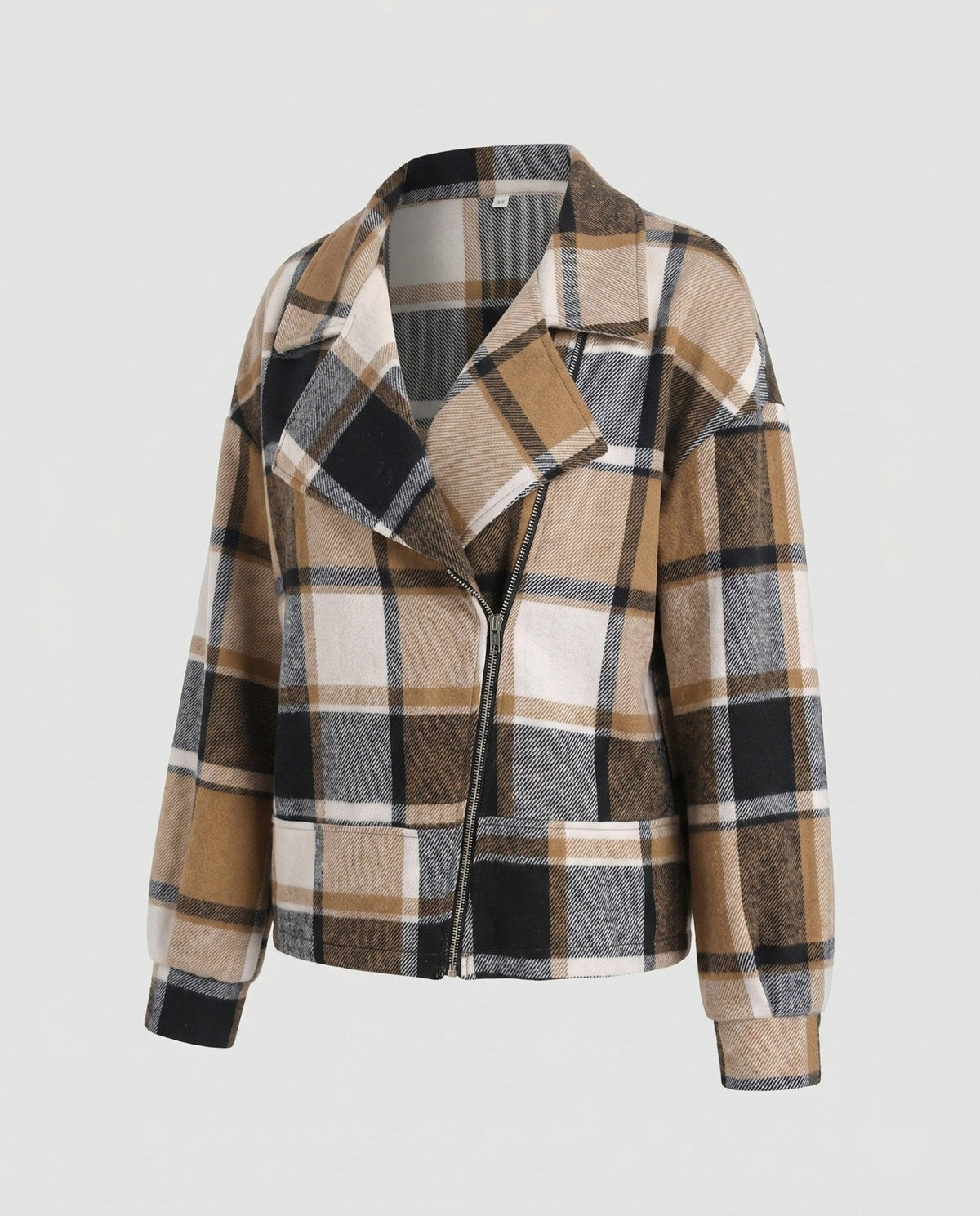 Women's Casual Checkered Pattern Jacket with Padded Lining - Chichicherry