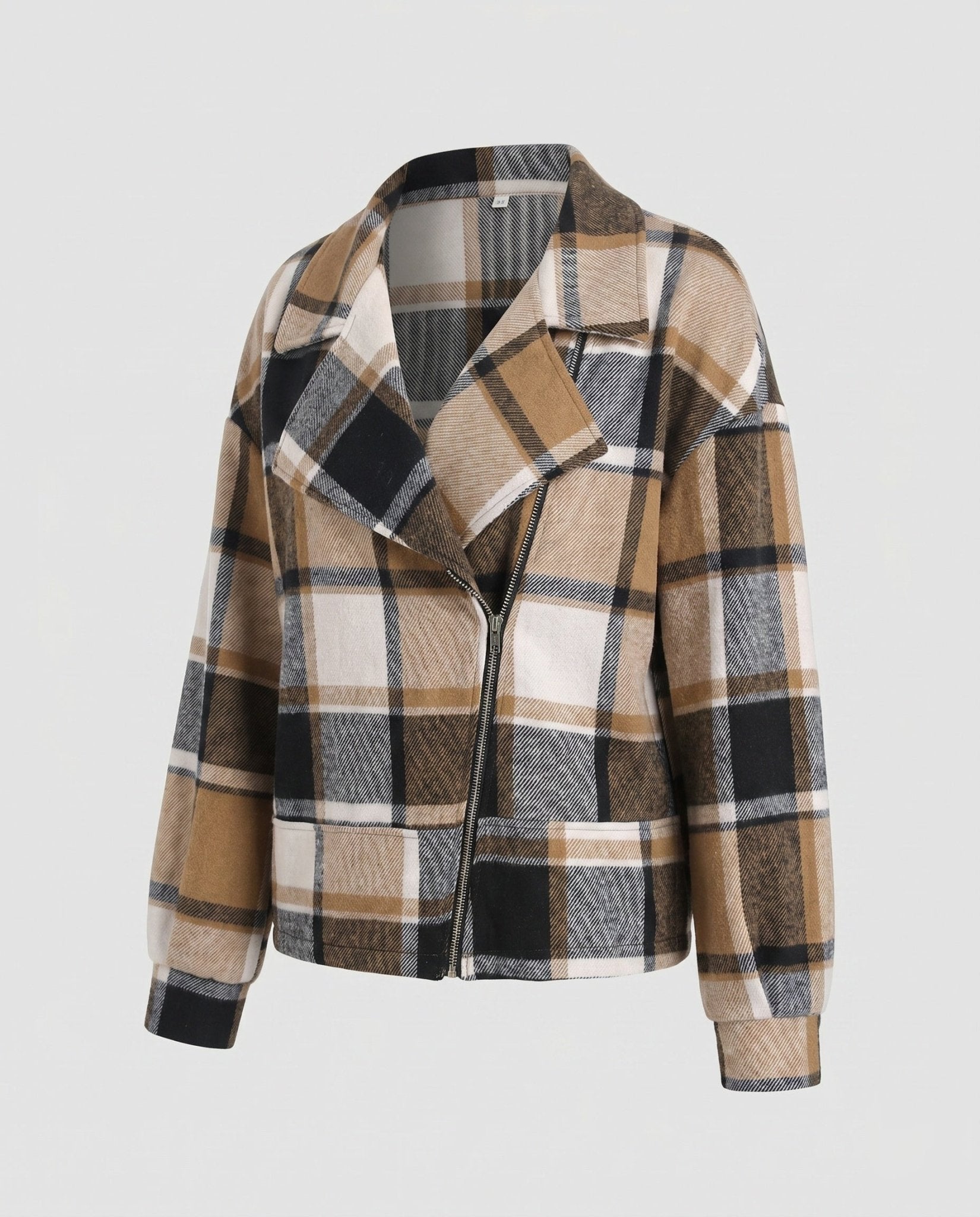 Women's Casual Checkered Pattern Jacket with Padded Lining - Chichicherry