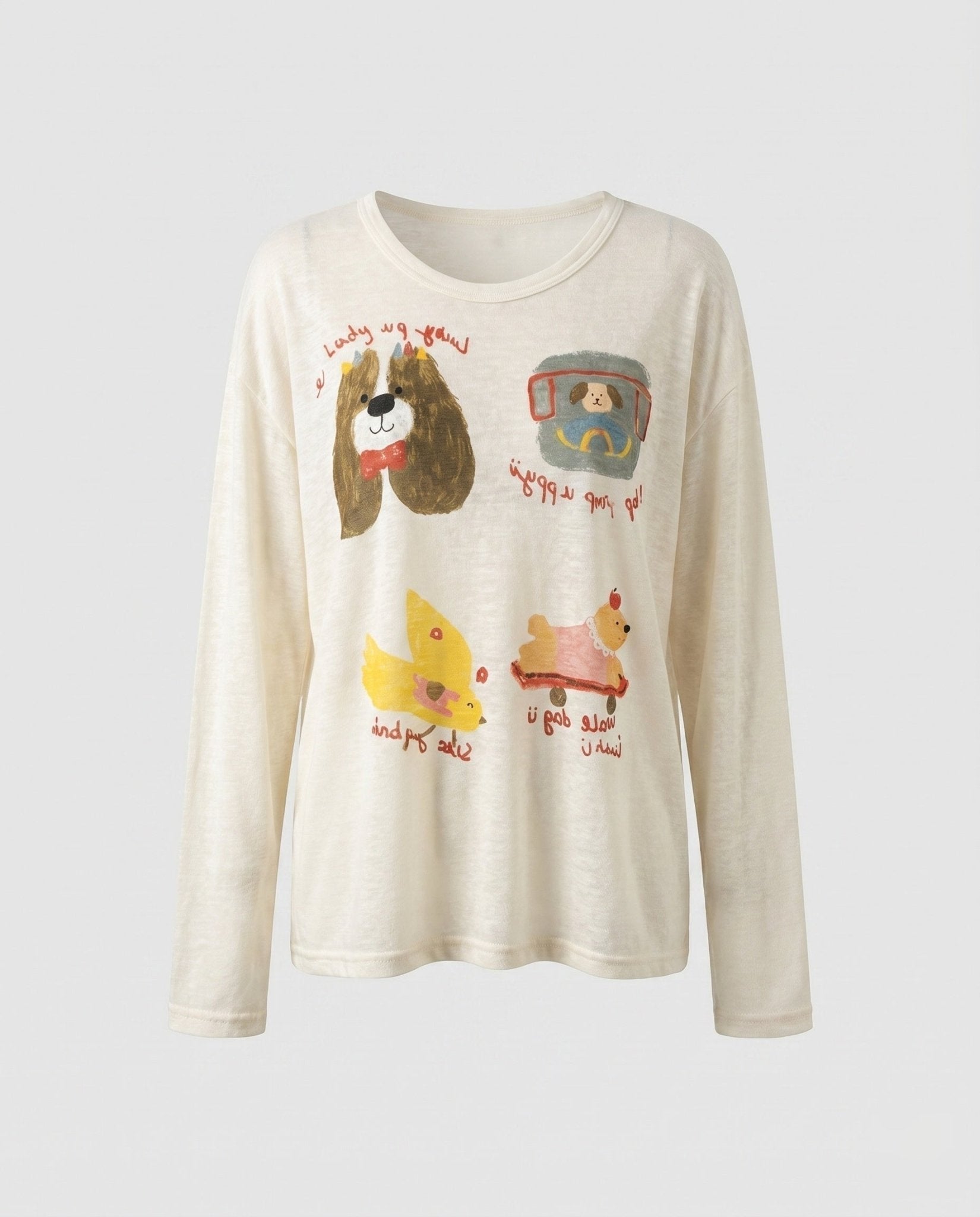Women's casual long-sleeve shirt with creative animal design - Chichicherry