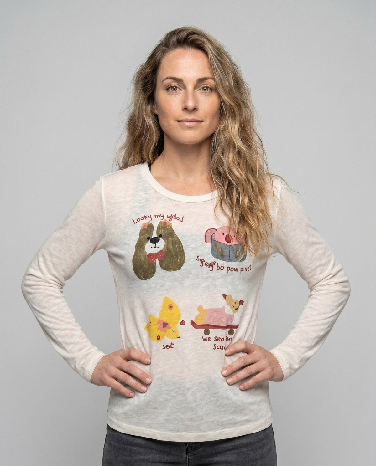 Women's casual long-sleeve shirt with creative animal design - Chichicherry