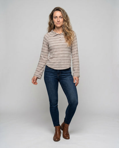 Women's Casual Long Sleeve Shirt with Fashionable Button Placket Design - Chichicherry