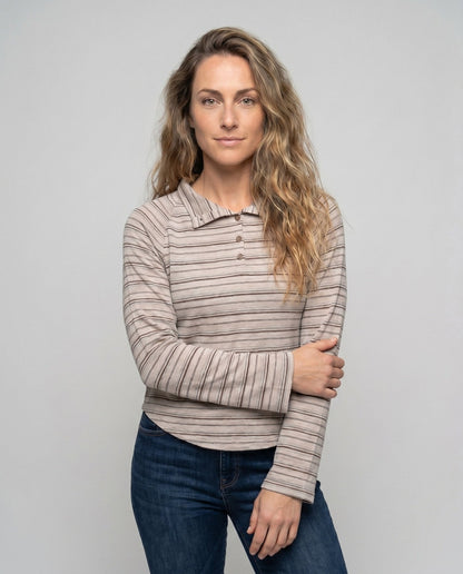 Women's Casual Long Sleeve Shirt with Fashionable Button Placket Design - Chichicherry