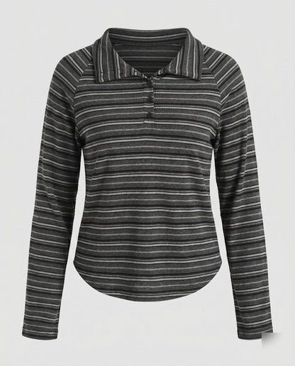 Women's Casual Long Sleeve Shirt with Fashionable Button Placket Design - Chichicherry