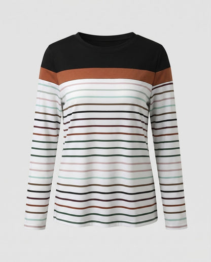 Women's casual long-sleeve shirt with fashionable striped pattern - Chichicherry