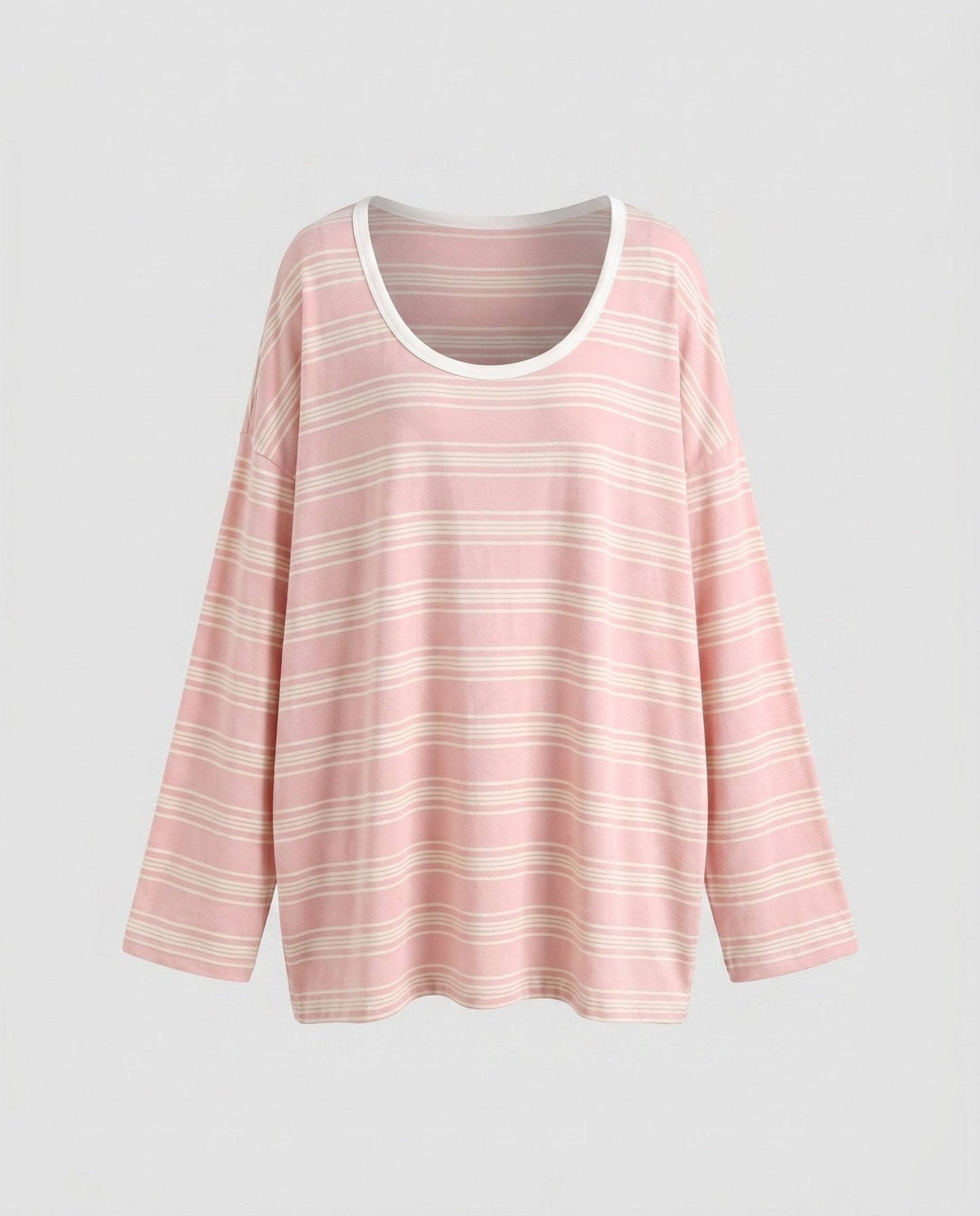 Women's casual long sleeve T-shirt with trendy striped pattern - Chichicherry