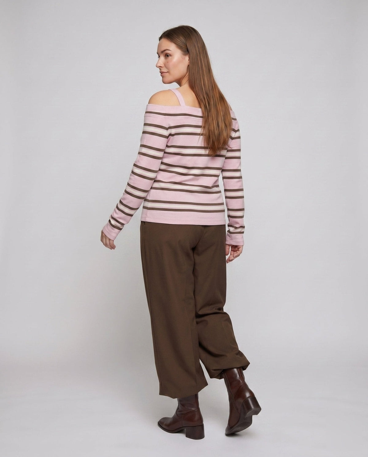 Women’s Casual Oversized Shirt with Wide Stripe Pattern and Decorative Button Closure - Chichicherry