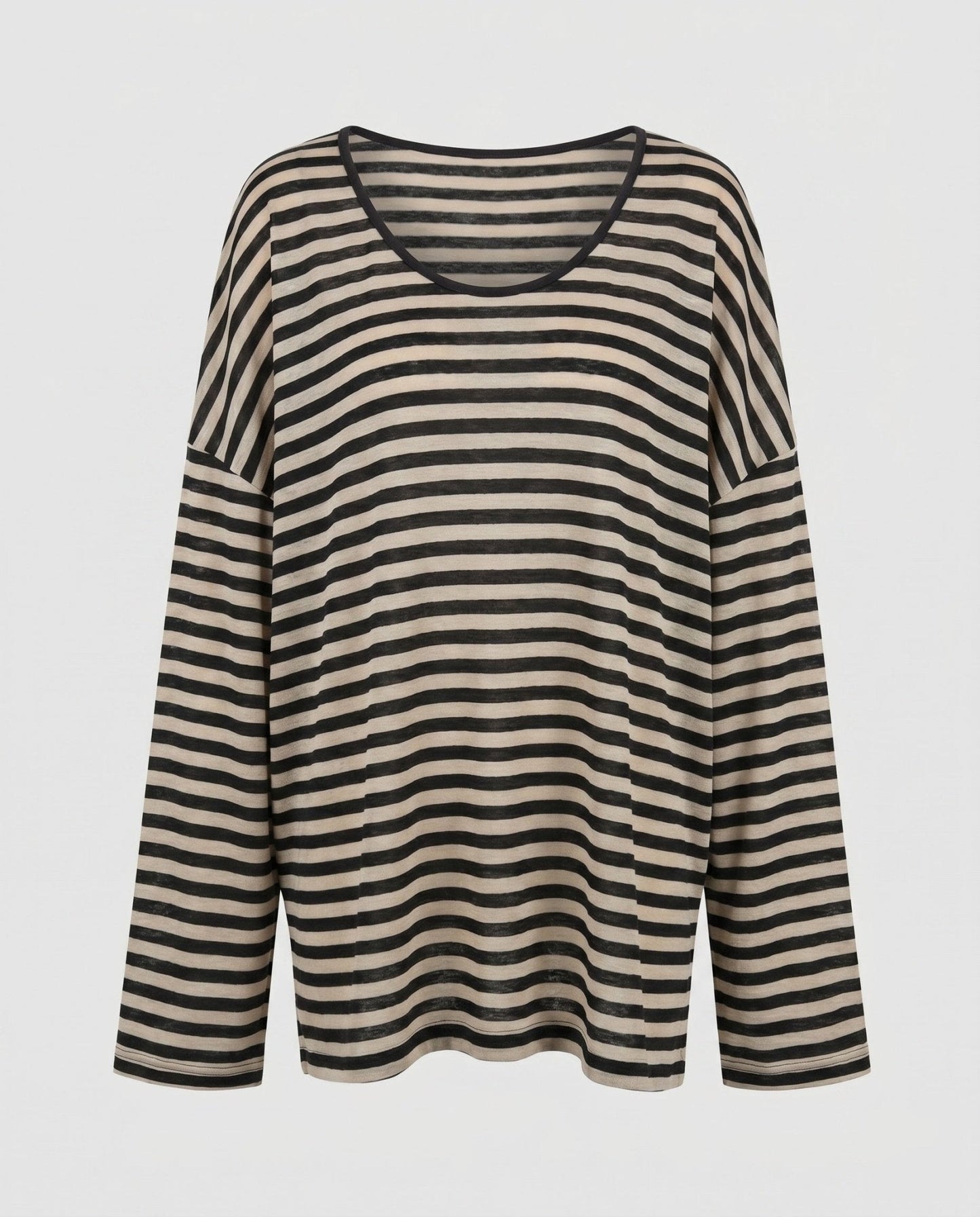 Women's Casual Oversized Shirt with Wide Stripes - Chichicherry