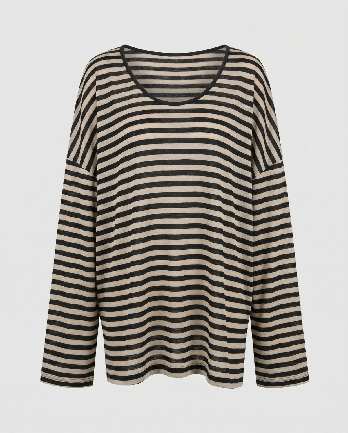 Women's Casual Oversized Shirt with Wide Stripes - Chichicherry