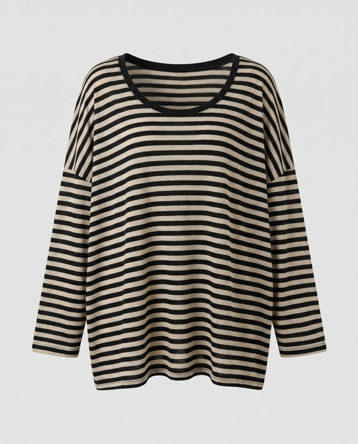 Women's Casual Oversized Striped Top with Deep V-Neck - Chichicherry