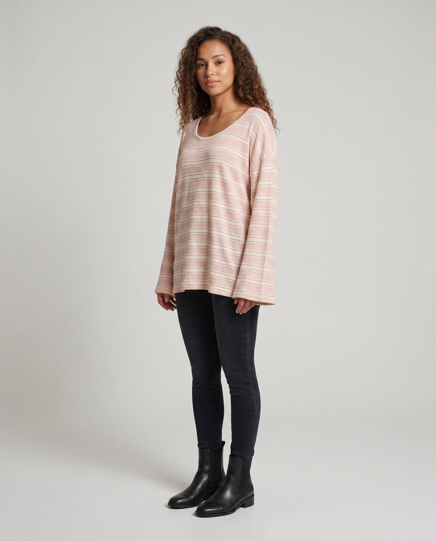 Women's Casual Striped Top with Loose Fit and Fashionable Details - Chichicherry