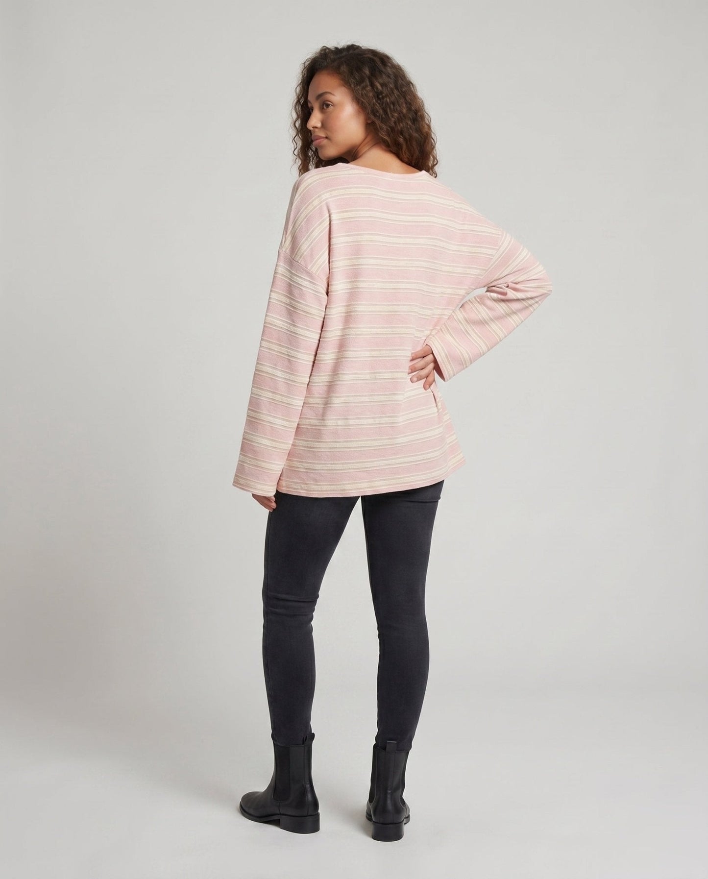Women's Casual Striped Top with Loose Fit and Fashionable Details - Chichicherry