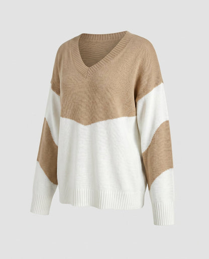 Women’s casual sweater with a loose fit and contrasting stripes - Chichicherry