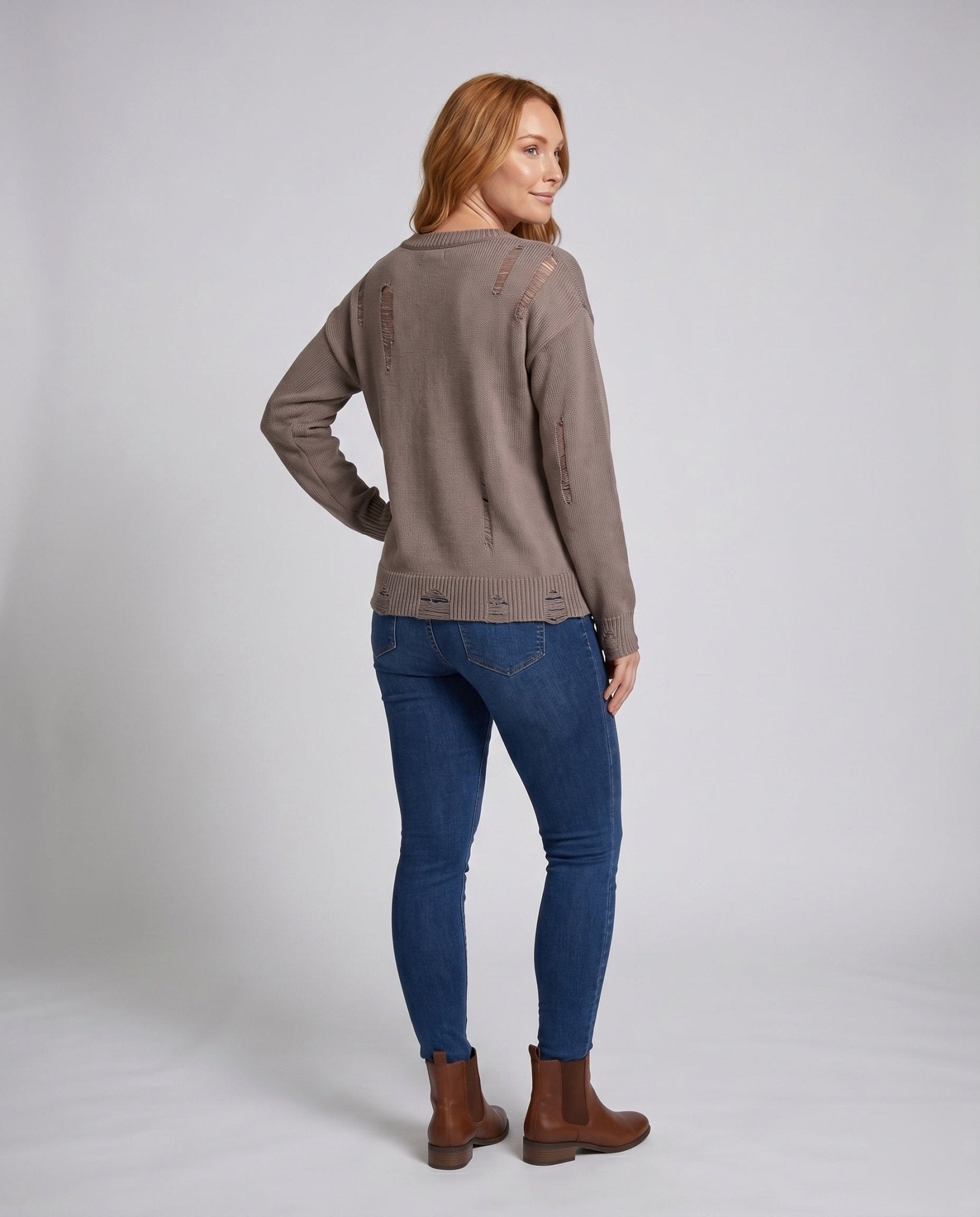 Women's casual sweater with stylish cut-out details - Chichicherry