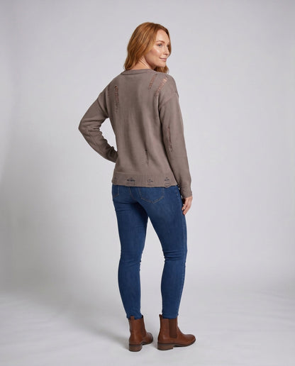 Women's casual sweater with stylish cut-out details - Chichicherry