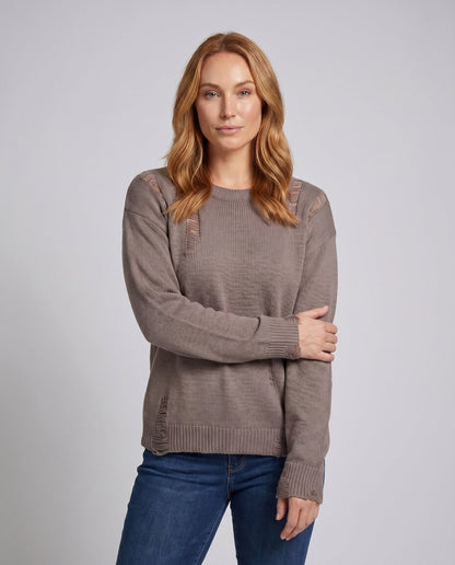 Women's casual sweater with stylish cut-out details - Chichicherry
