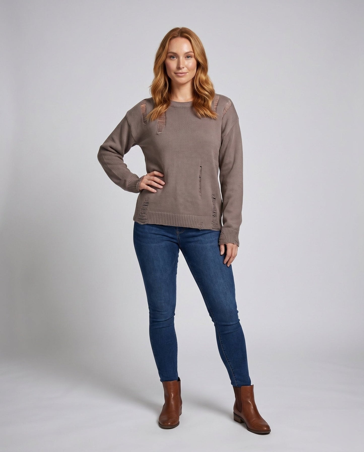 Women's casual sweater with stylish cut-out details - Chichicherry