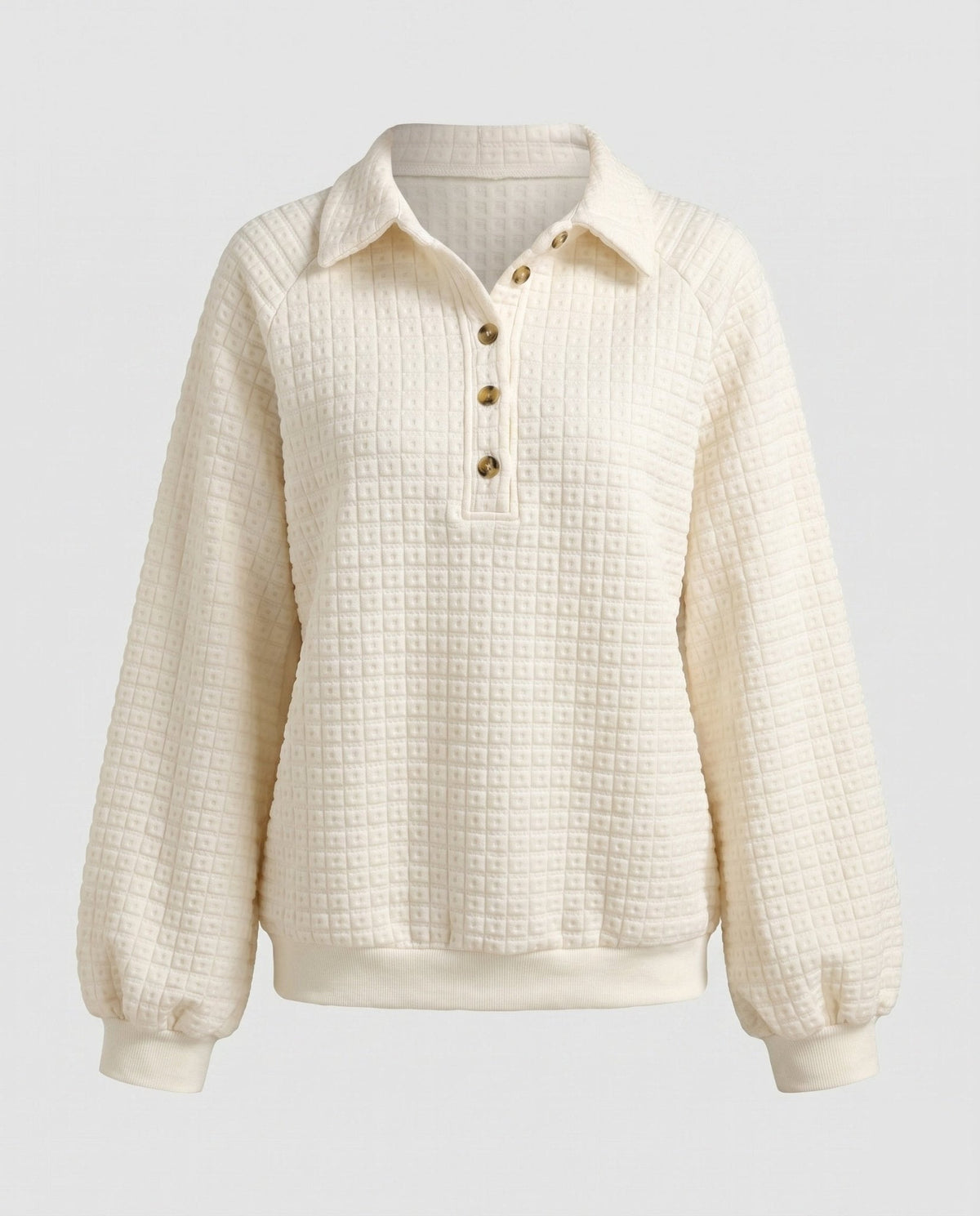 Women's casual sweater with textured fabric and button details - Chichicherry