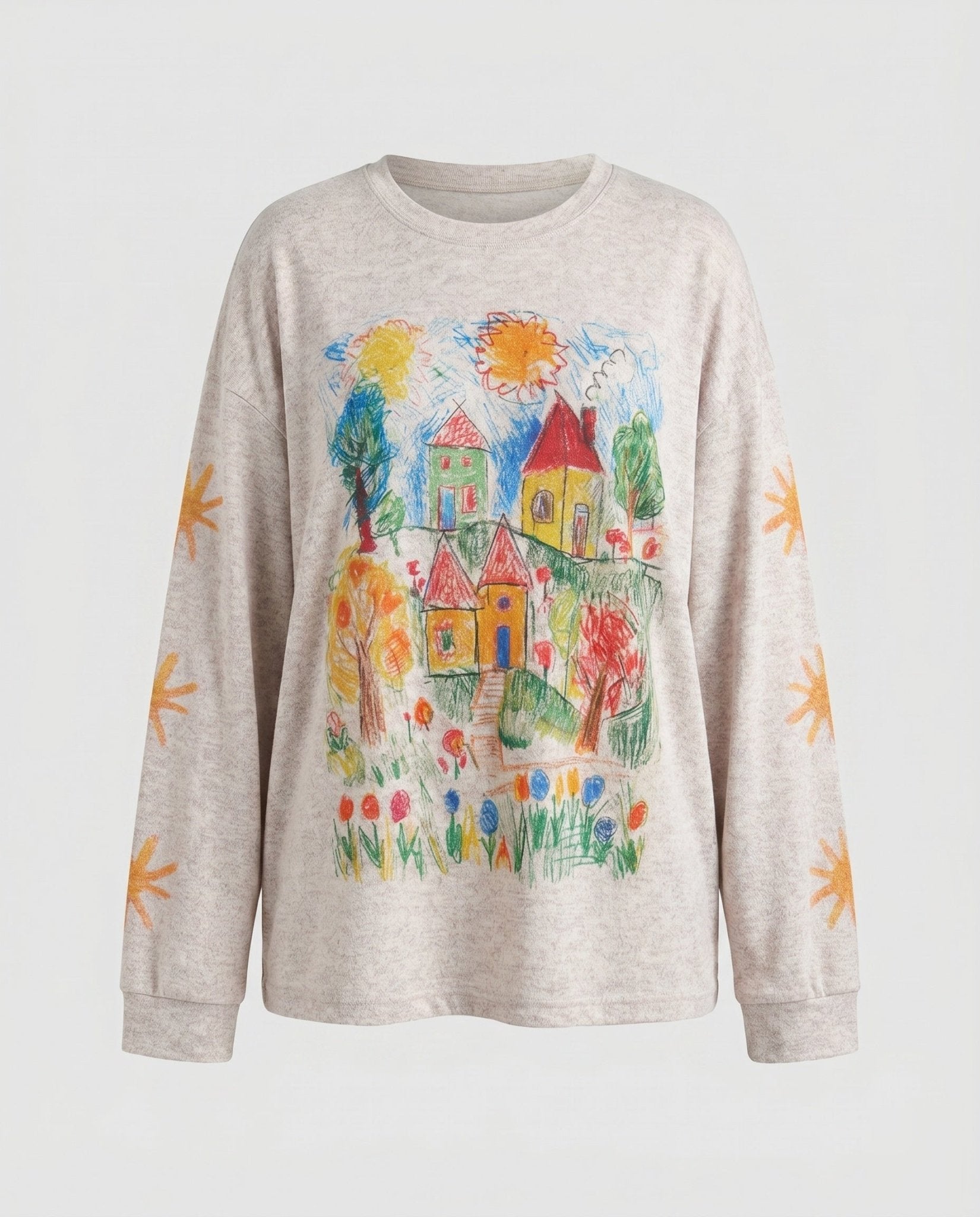 Women's casual sweatshirt with creative children's art print - Chichicherry