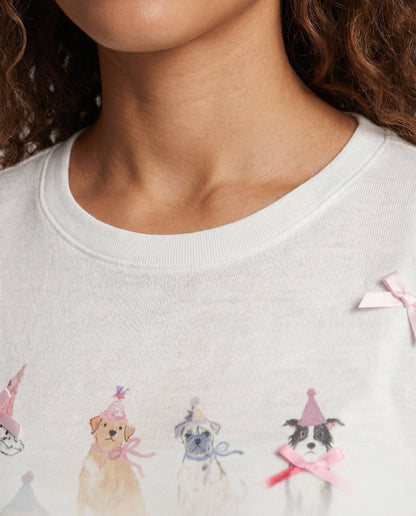 Women's casual sweatshirt with playful animal motif and ruffle details - Chichicherry
