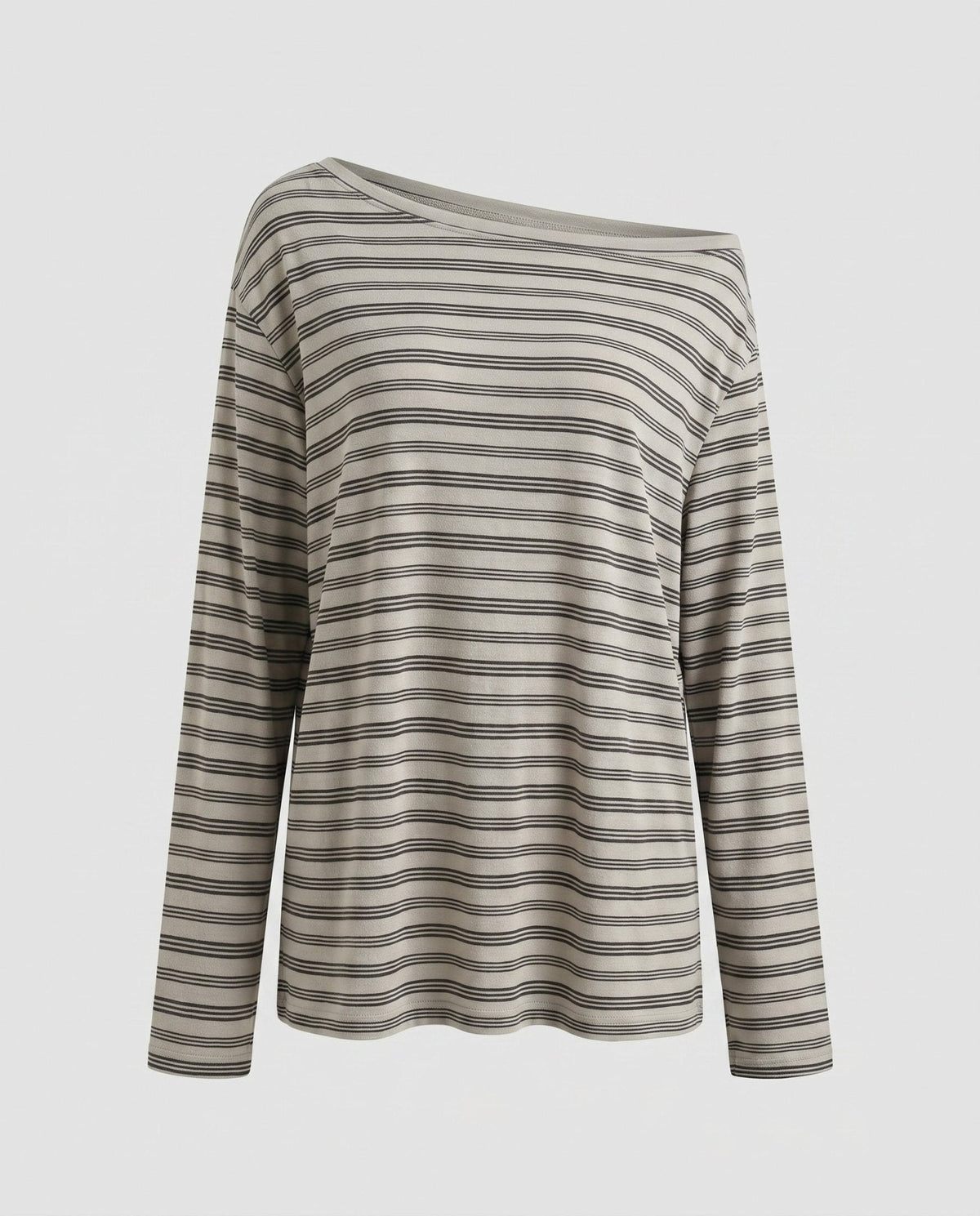 Women's casual top with asymmetrical collar and trendy stripes - Chichicherry