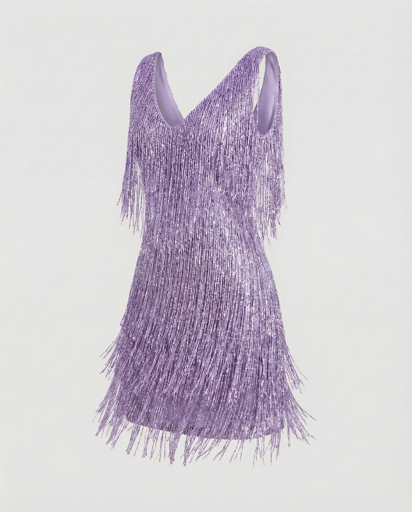 Women's Charleston Fringe Mini Dress with Sequins - Violet colorway