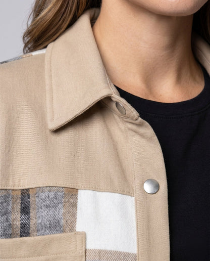 Women's Checked Shirt Jacket with Soft Lining and Practical Pockets - Chichicherry