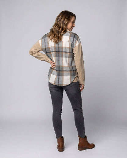 Women's Checked Shirt Jacket with Soft Lining and Practical Pockets - Chichicherry