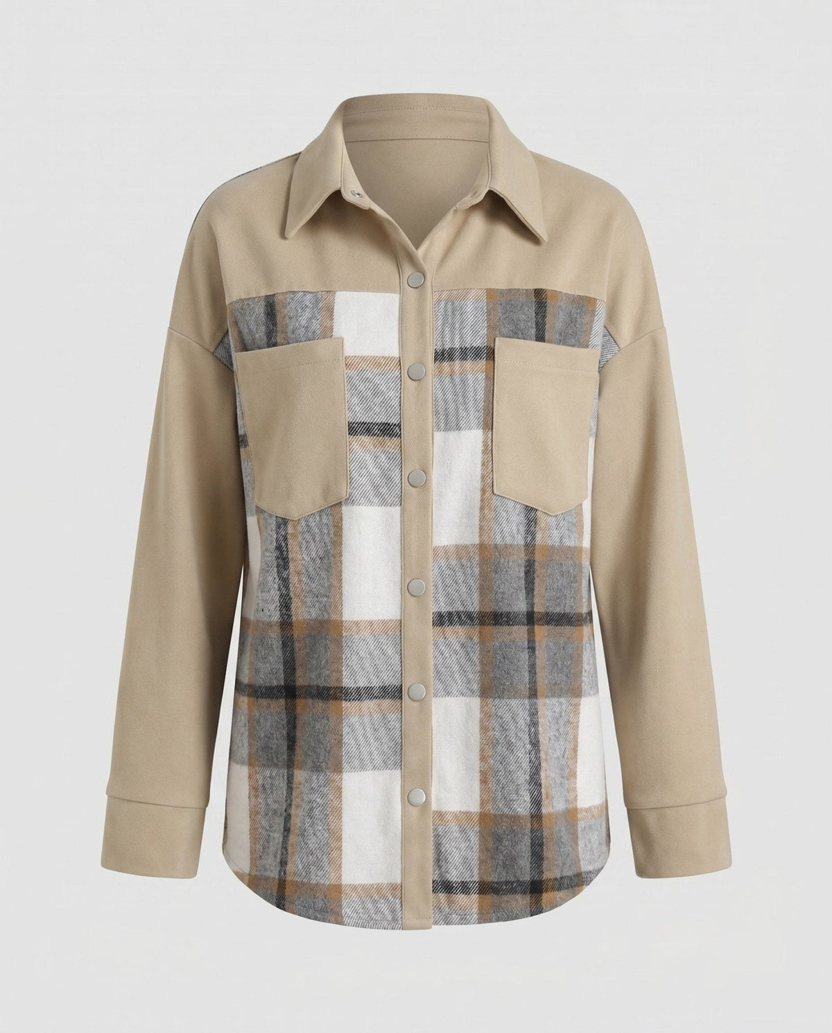 Women's Checked Shirt Jacket with Soft Lining and Practical Pockets - Chichicherry