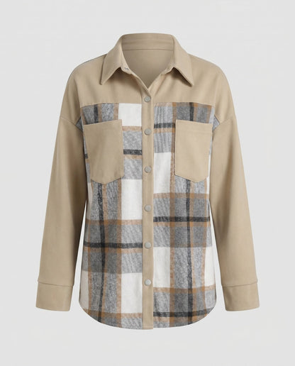 Women's Checked Shirt Jacket with Soft Lining and Practical Pockets - Chichicherry