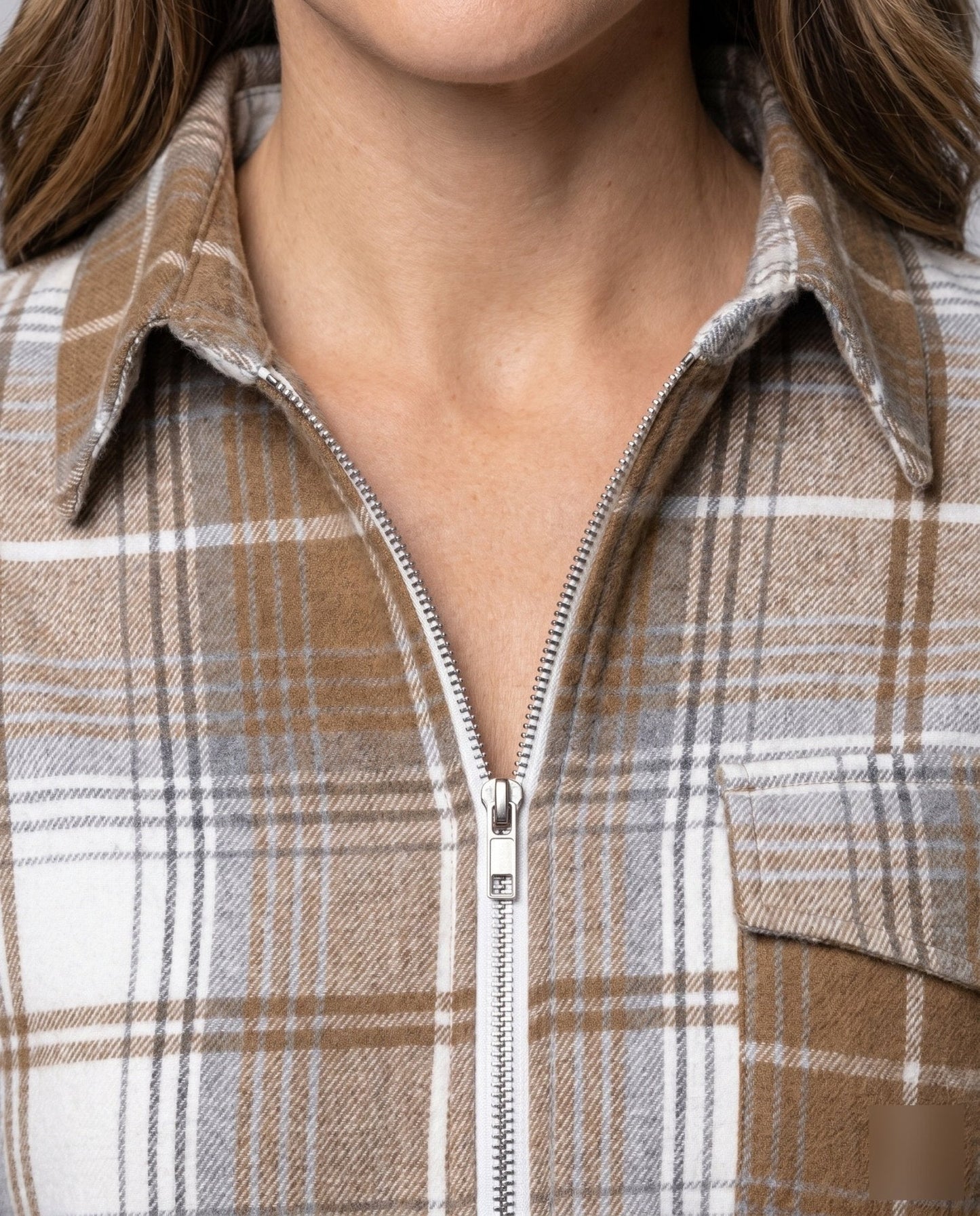 Women's checked shirt with zipper - Chichicherry