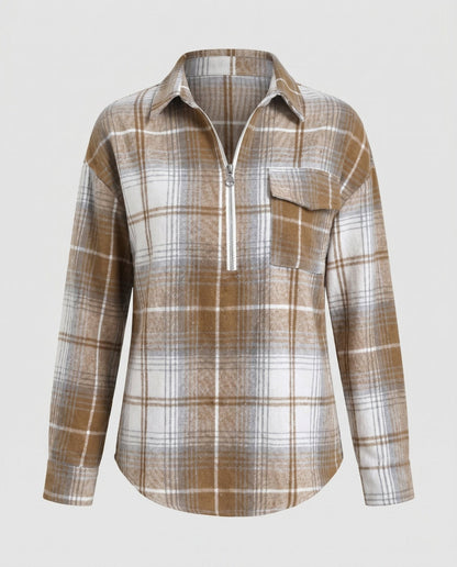 Women's checked shirt with zipper - Chichicherry